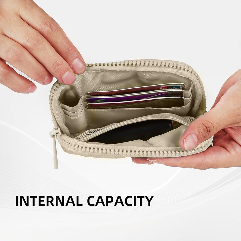 DiDida The Iris Wallet Zip Card Case with ID Window Purses for Women Coin Purse with Zipper Mini Portable Keychain Wallet, Light khaki - Image 5